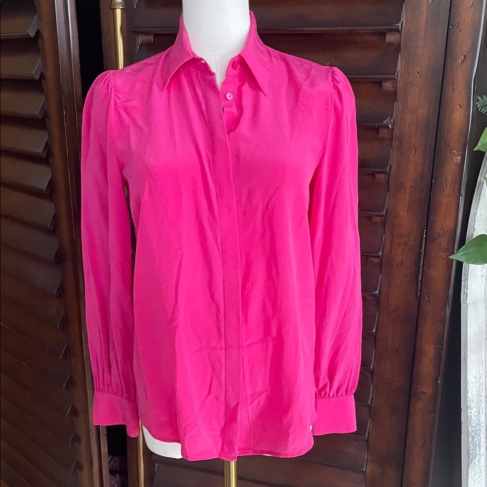 Babaton Aritzia Finta Women's Hot Pink Blouse Shirt XS - Picture 2 of 11